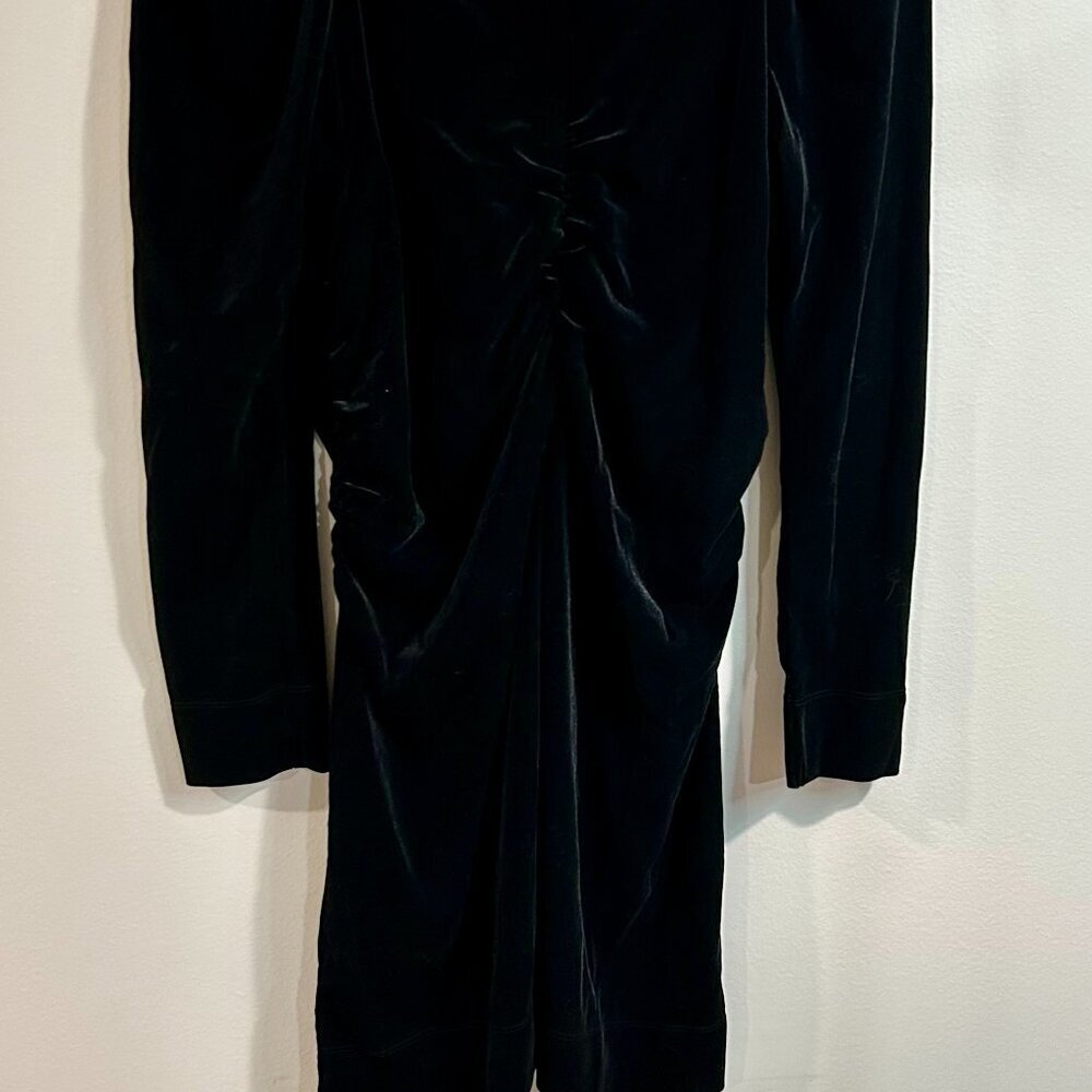 Ganni Velvet Jersey Gathered Mini Dress | Black / 44/US12 - Picture 4 of 11